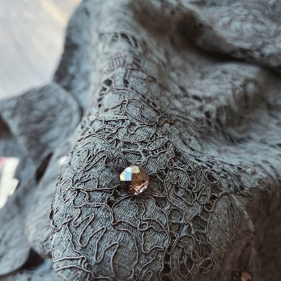 Burberry London Made in Italy Lace Eyelet Button-Front Top 3/4 Sleeve Black - Picture 7 of 8